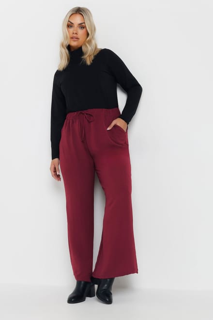 Yours Bordeauxrode Broek Met Wijde Pijpen Size 48