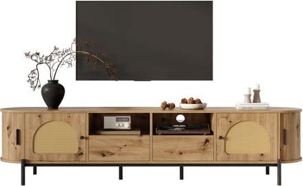 TV-meubel 140 cm - Mid-Century met Opbergruimte - Houtlook - Eiken