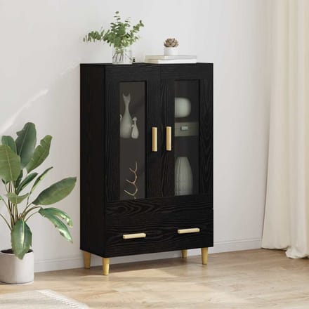 vidaXL - Highboard - Zwart - Eiken - 70 - x - 31 - x - 115 - cm - Bewerkt - hout