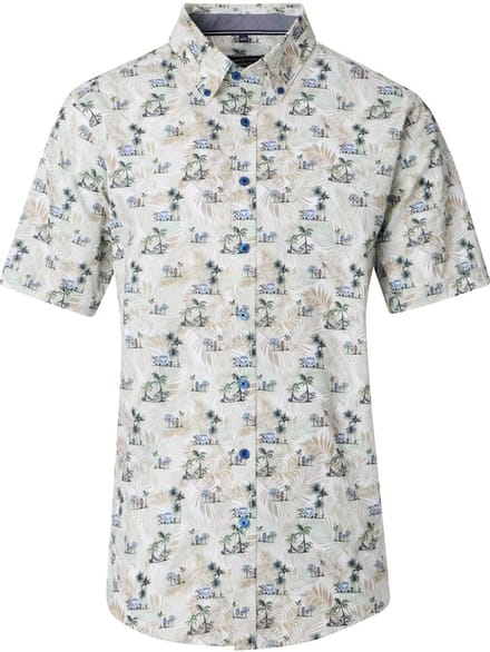 Casa Moda Casual Overhemd Korte Mouw Met Zomers Motief - L