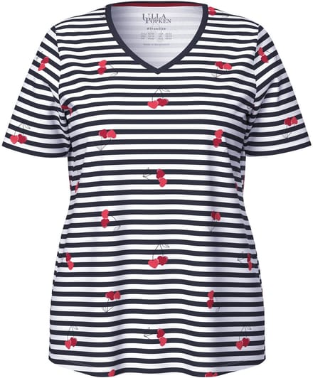 Ulla Popken - Dames - Pyjamashirt harten korte mouwen - Sneeuwwit - Maat 50+
