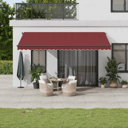 vidaXL - Uitschuifbare - luifel - Bordeauxrood - 500 - × - 350 - cm - Polyester