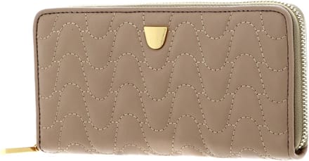 COCCINELLE Leren Portemonnee Clivia Matelasse Zip Around Wallet Toasted Beige