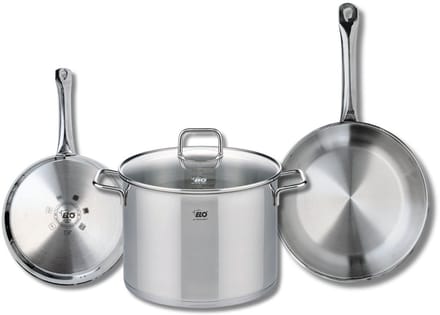 Set van 2 Koekenpannen 24 en 28 cm en 1 kookpan 26 cm Elo Profi Citrin