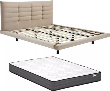 Vente-unique Bedframe stof beige 140 x 190 cm