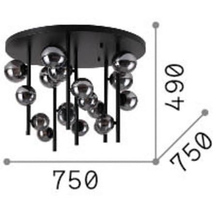 IDEAL LUX plafondlamp Perlage messing/wit, Ø 70 cm, 18 lampen