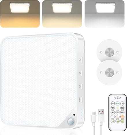 Sounix Plafondlamp met bewegingssensor - 8W - Afstandsbediening - 156 LED plafonniere - USB-opladen - Ronde - Wit