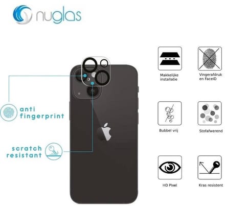 NuGlas camera lens protector voor iPhone 13 / 13 Mini - Beschermglas iPhone - Tempered Glass