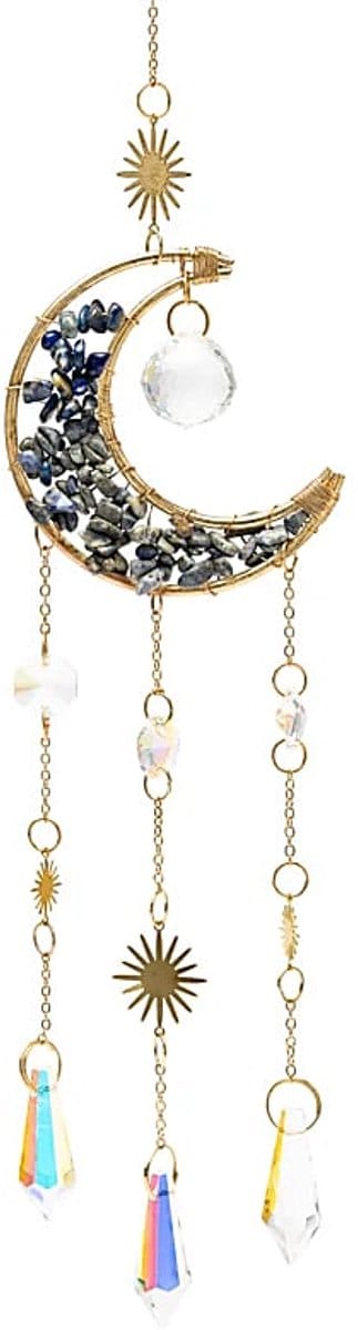 Suncatcher maan met lapis lazuli - ±8 cm