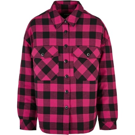 Urban Classics - Flanell Padded Overshirt Blouse - S - Zwart/Roze