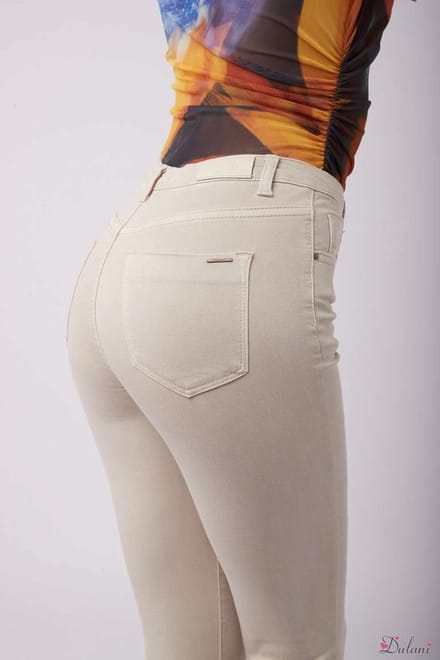 Broek Toxik3 hoge taille skinny L185-37 beige