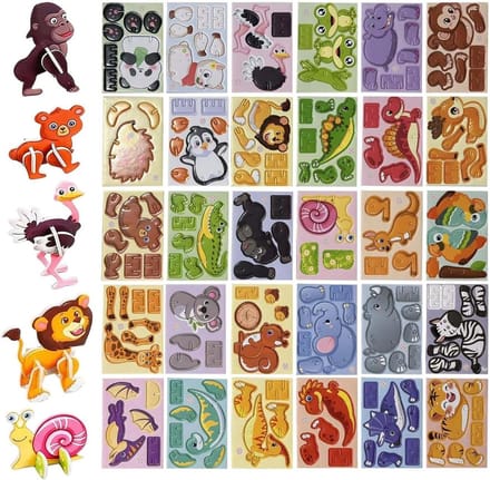 3D Puzzels Kinderen - Papieren Bouwmodel - Creatief Spelen - Dertig Stukjes - 30 Stijlen - Dieren