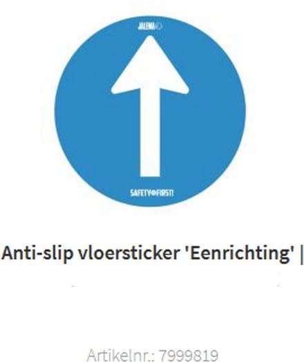 VLOERSTICKER "EEN RICHTING" (ruwe vloer) Ø35cm: BLAUW 2 stuks