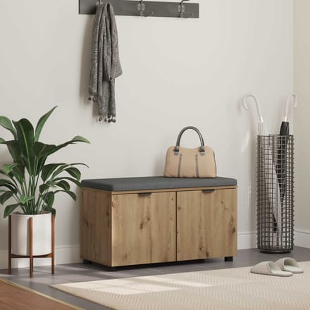 vidaXL - Hallenbank - Artisan - Eik - 80 - x - 38 - x - 46 - cm - Geengineerd - Hout - en - Stof