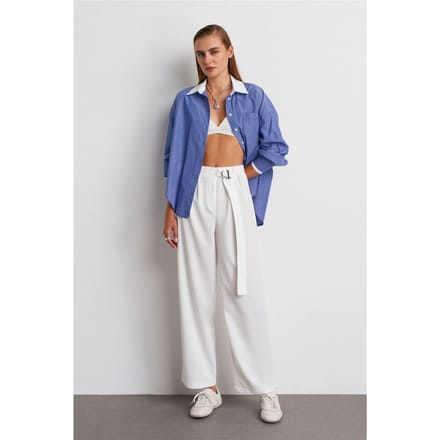 Hoge Taille Vlotte Leg Crepe Broek