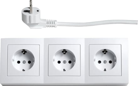 McPower "Flair" Hoekstekkerdoos - 3 stopcontacten - Stekkerblok met 2 meter kabel- Randaarde - Wit