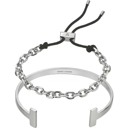 Echte leren/roestvrijstalen armband Marc Lauder