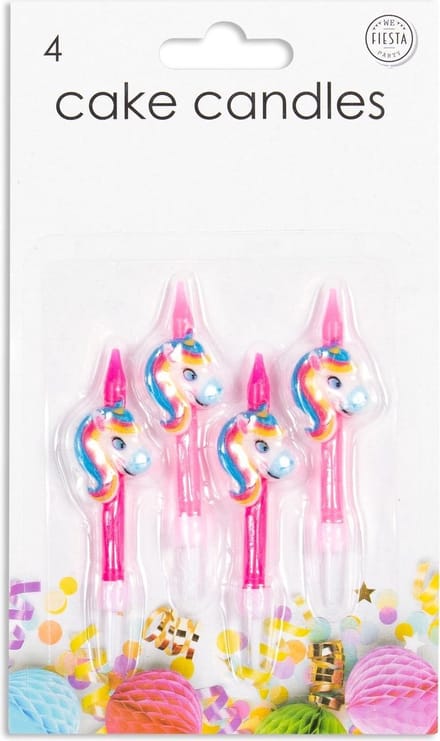 4 taart kaarsjes Unicorn