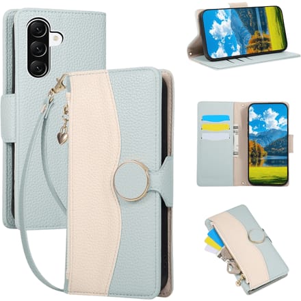 TwoTone Samsung Galaxy A57 Zipper Boek Hoesje Groen
