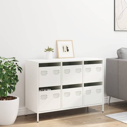 vidaXL - Dressoir - 101,5x39x73,5 - cm - koudgewalst - staal - wit