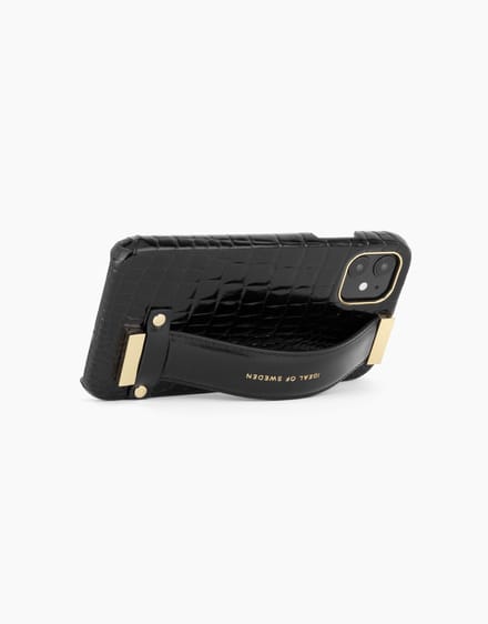 iDeal of Sweden Statement Case Strap Handle voor iPhone 11/XR Neo Noir Croco - Strap Handle