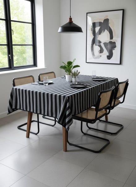 Tafelkleed Rigato – Zwart Grijs Gestreept – 140x400 cm