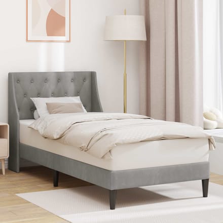 vidaXL - Bedframe - met - hoofdeinde - Lichtgrijs - 90 - x - 190 - cm - Fluweel