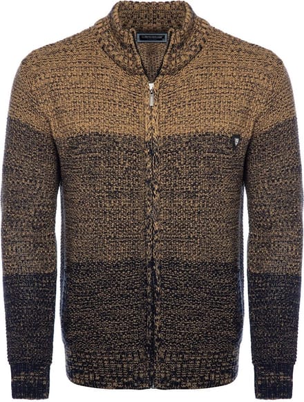 Carisma Heren Vest Opstaande Kraag Gebreid Camel 7778 - L