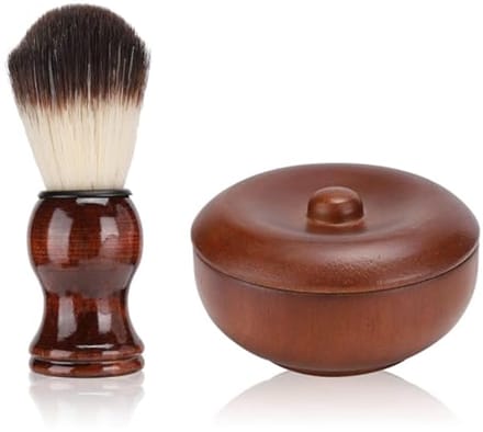 2-delige scheerborstelset met houten scheerkom voor mannen
