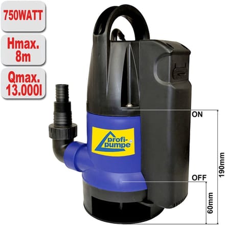 Dompelpomp 750W voor Tuin en Kelder met Vlotterschakelaar