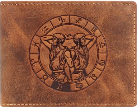 Greenburry - Vintage Lederen Heren Portefeuille Met Tweeling Sterrenbeeld