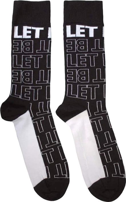 The Beatles - Let It Be Text Outlines Repeat Sokken - Zwart