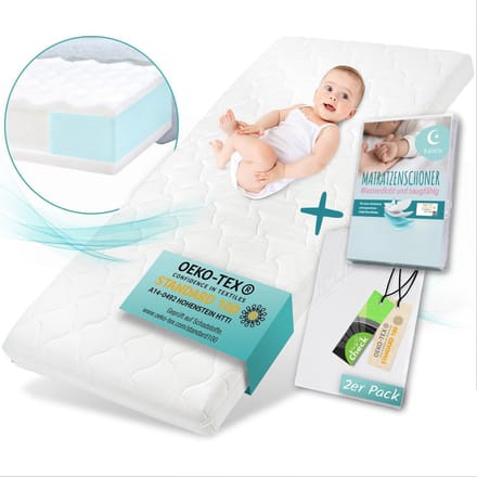 Kindermatras 60x120 cm - Wasbaar, Oeko-Tex 100 Certificaat, Ademend en Comfortabel