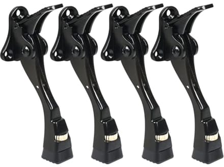 4 Stuks Zwarte Deurstopper - Verstelbare Kickdown Deurstop voor Zware Deuren, 4 Inch Metaal met Rubber Tip en Wandbeschermers