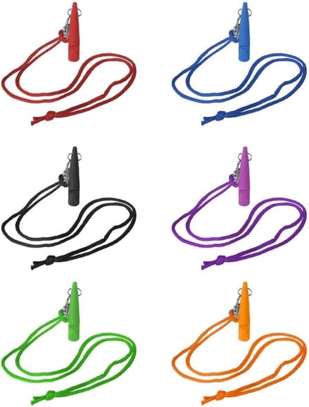 Fluitjes met Lanyards - Trainingsfluitjes Honden - Huisdier Training - Set van 6 Stuks - 8 cm - Multicolor