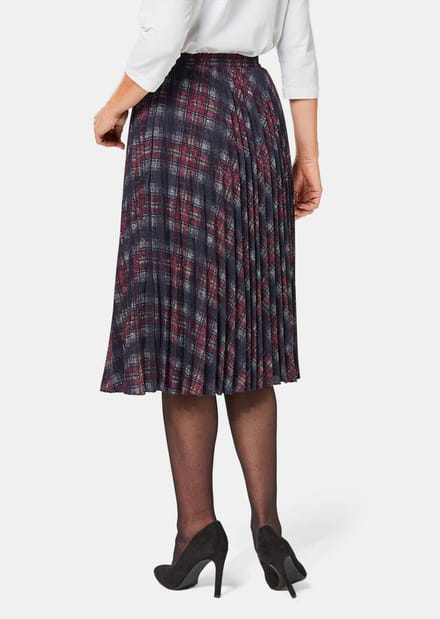 Goldner Plissé rok Elegante geruite rok met tailleband marine / donkerrood / geruit