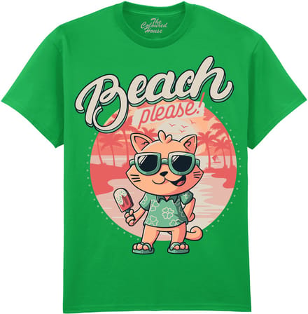 Beach Please - Cat The Coloured House T-shirt L