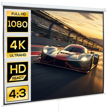 Homcom Projection Screen-Kunststof, Metaal-244B x 183H cm-Wit