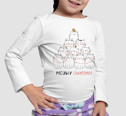 Starry Indigo - Meisjes T-shirt | Meowy | Wit | Kind 9 - 10 jaar | Maat 140