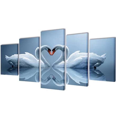 vidaXL - Canvas - muurdruk - set - Zwaan - 200 - x - 100 - cm