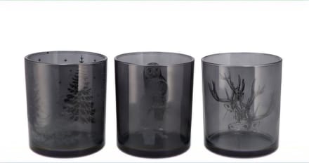 JOLLY TRANSPARENT GREY T-LIGHTS ASS 10X13CM - 3 stuks