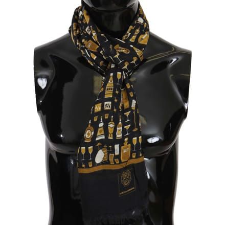 Dolce & Gabbana Blauw Modal Kasjmier Cocktail Print Heren Sjaal