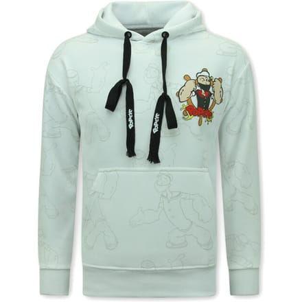 Hoodie Heren met Capuchon - Popeye - Wit