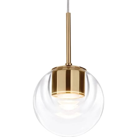kdln LED hanglamp Dew, messingkleurig, 1-lamp, Ø 11 cm
