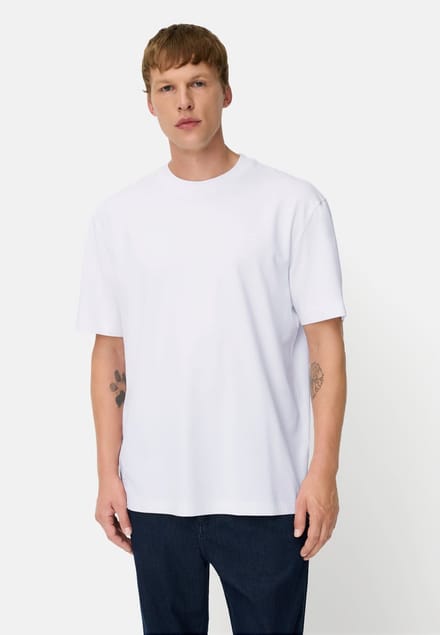 camel active Oversized T-Shirt van organic cotton - Maat menswear-M - Wit