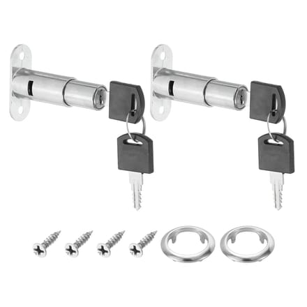 Plunjer Lock, 2 Pack 2-1/2 "Cilinderlengte 3/4" Diameter Push Plunjer Sloten, Zinklegering Chrome Afwerking, Gelijk met sleutel