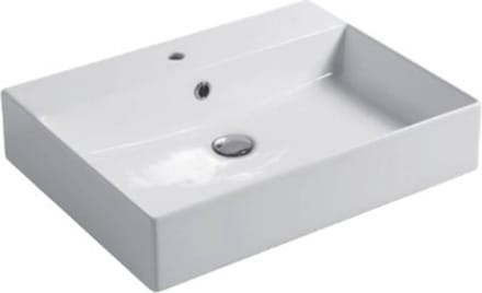 Saqu Square Wastafel 1 bak 1 krg 60x40x12 cm Mat Wit