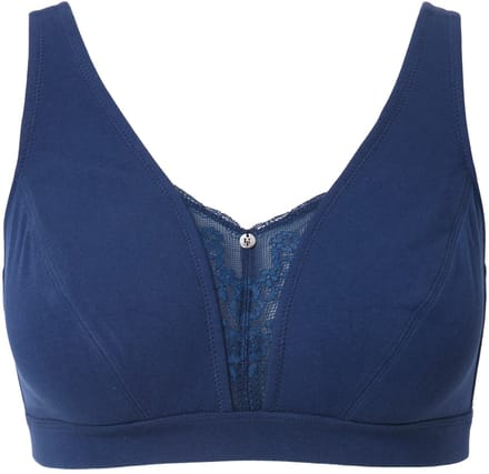 Ulla Popken - Dames - Bralette kantinzet zonder beugel - Nachtblauw - Maat 90D
