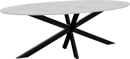 Eettafel ovaal 210cm Figo marmerlook wit ovale tafel steen