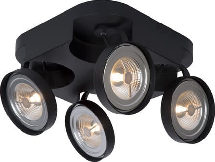 Lucide VERSUM AR111 - Plafondspot - LED Dimb. - AR111 - 4x10W 2700K - Zwart